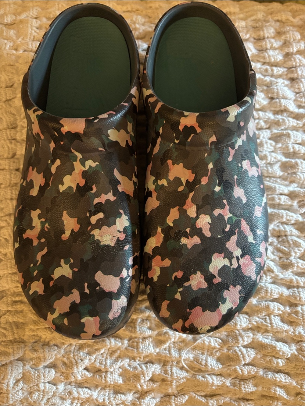Dansko Kids Clog in Pink & Green Camouflage